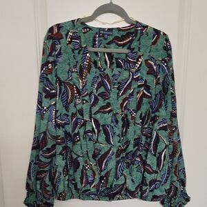 Democracy Multicolor Leaf Print Blouse